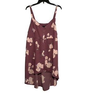 Torrid Size 1 Top Pastel Pink Floral Lexie Georgette Baby Doll‎ Cami High Low